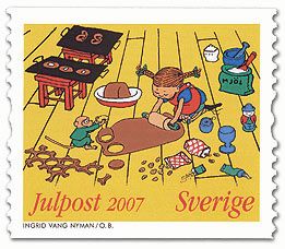 Julfrimärke av Ilon Wikland 2007.