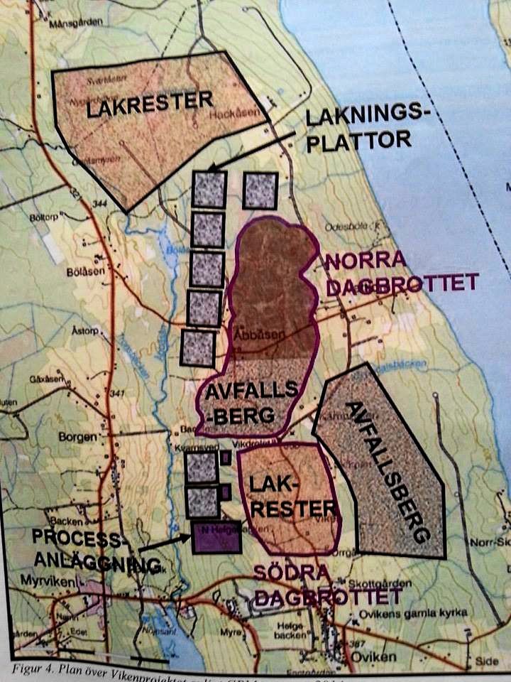 Karta över området i Oviken i Jämtland.