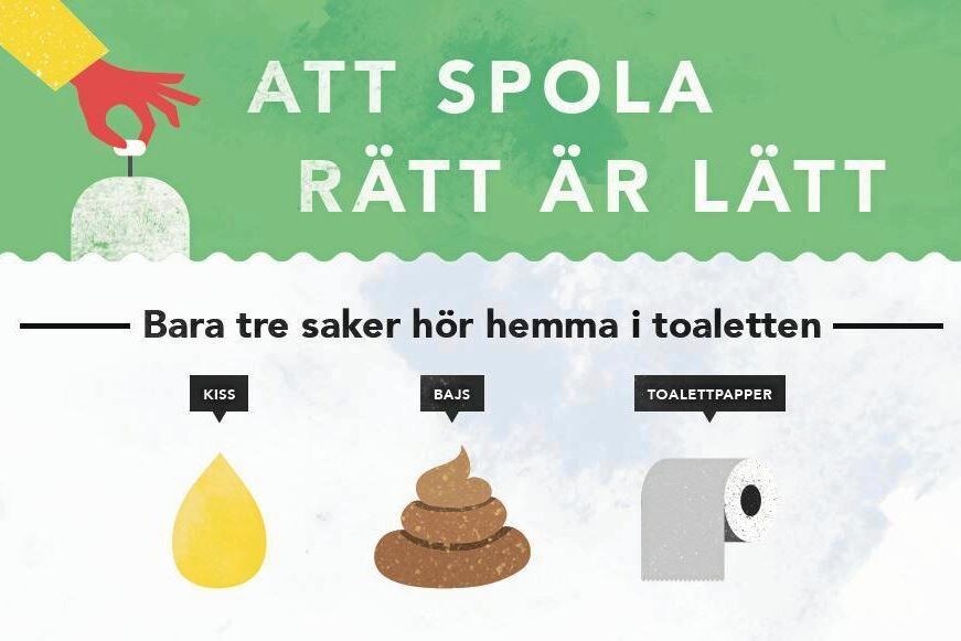Bara tre saker hör hemma i toaletten!