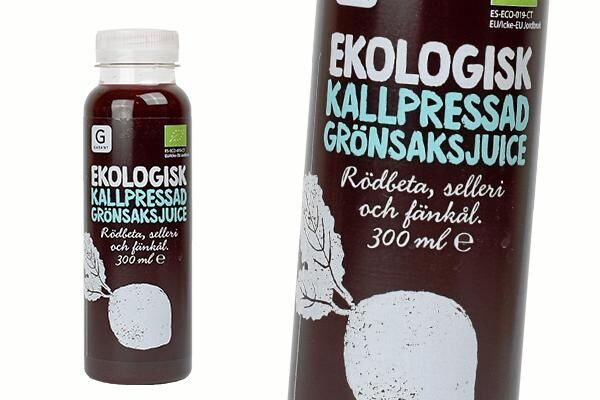 Ekologisk kallpressad grönsaksjuice – med mest äppeljuice.