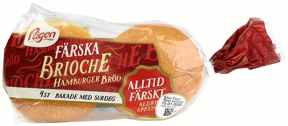 Trea på matbluffslistan 2019 är Pågen med sina 'Brioche hamburgerbröd'.