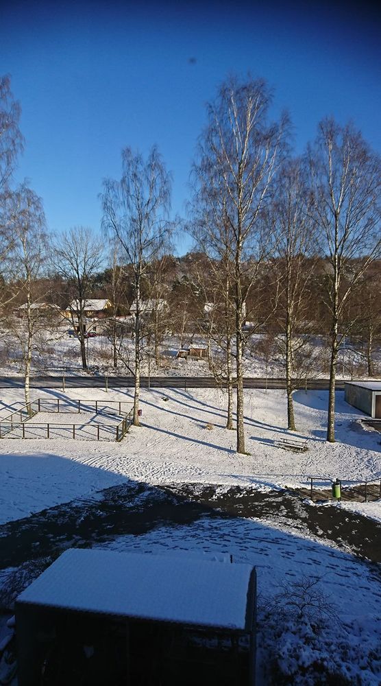 Så här vacker blå himmel är det ibland i Olofström i Blekinge.