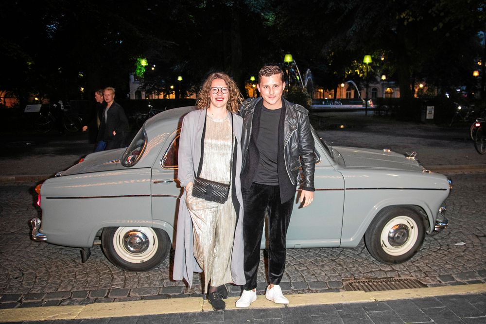 Skådespelarna Josefin Neldén och Charlie Gustafsson på premiären av på Rival i Stockholm.