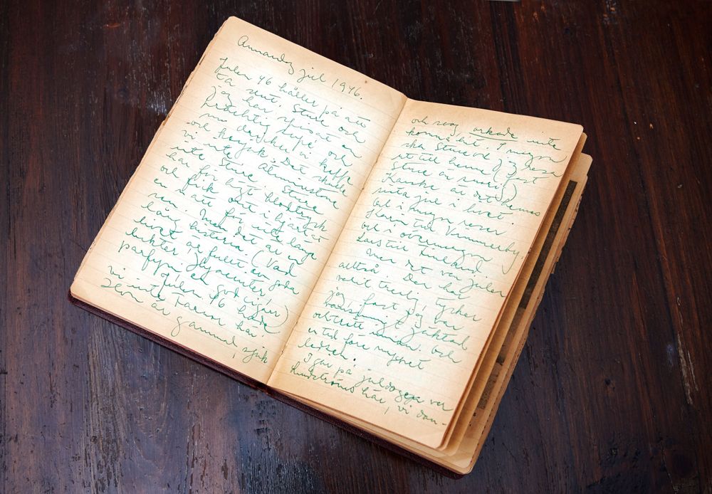 Unikt dokument. Ett uppslag ur en av Astrid Lindgrens 17 krigsdagböcker.