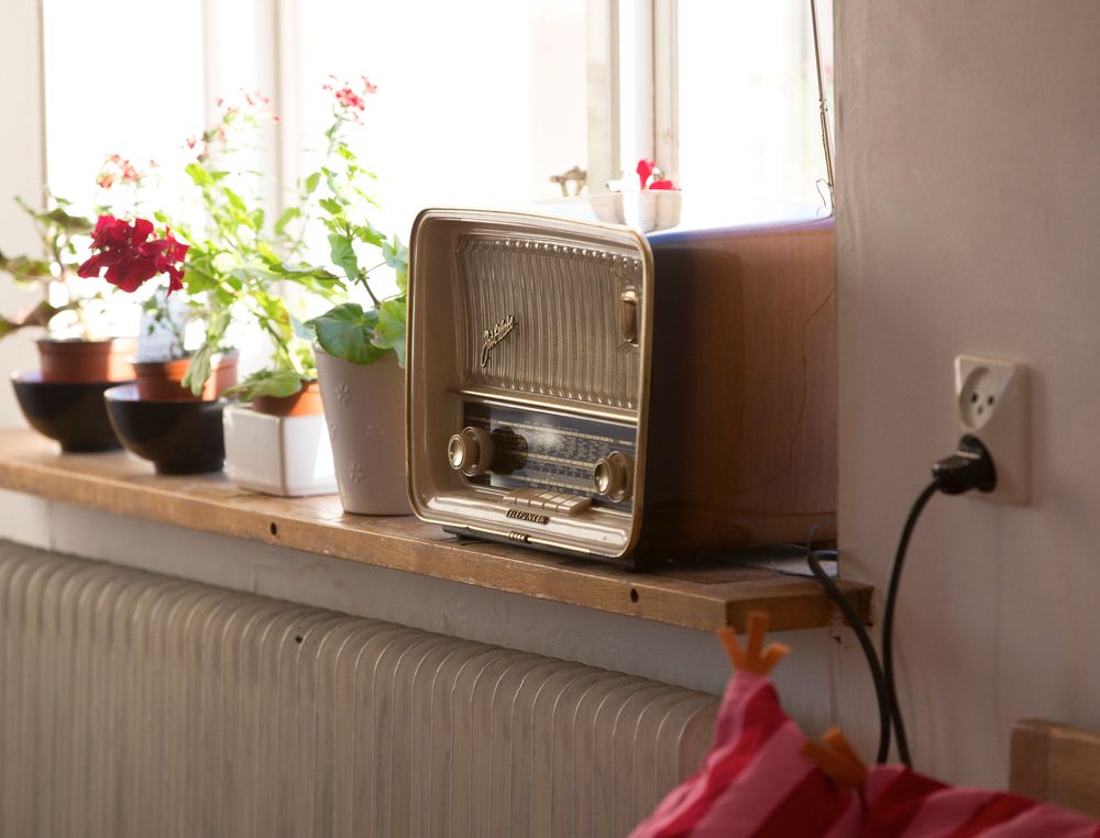 Den här platsen, vid den gamla radion, är enda platsen i Susann Johnssons och Andreas Hoffstens hus i Hovlös där det kan finnas en liten chans till skaplig mobiltäckning.