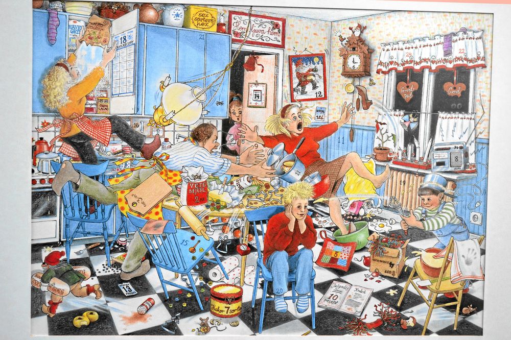 , 1991 om en drömmande och iakttagande kille på nio år och hans familj som förbereder julen. Med Peter Haber som väldigt klantig pappa. Tecknare: Sonja Härdin.