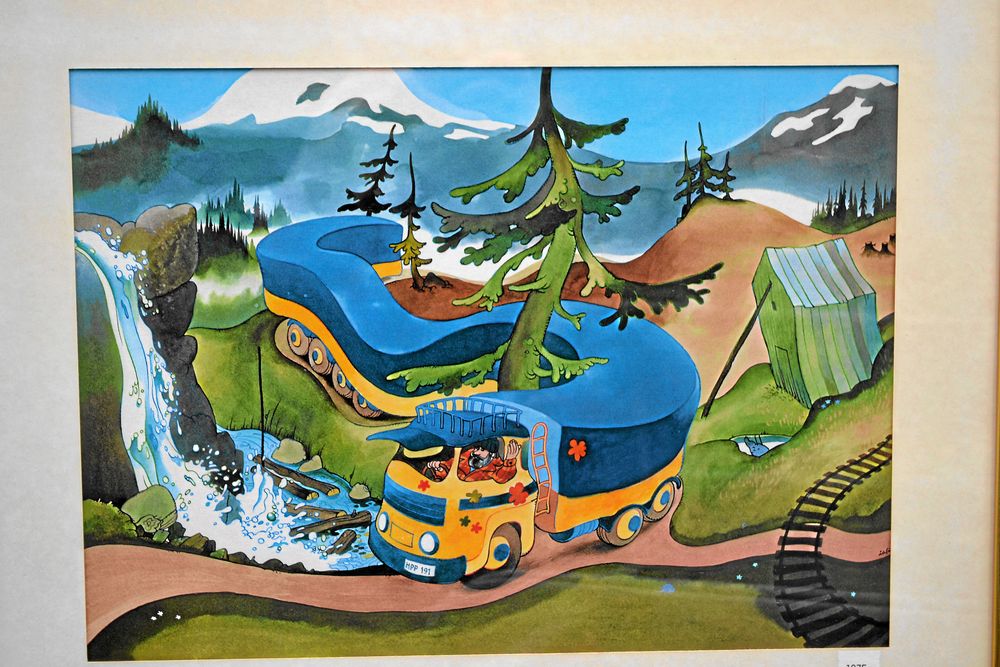 , 1975 i SVT. Beppe Wolgers skrev manus, regisserade och spelade chauffören åkte runt i Jämtland i jakt på sagornas kungarike. Tecknare: Per Åhlin.