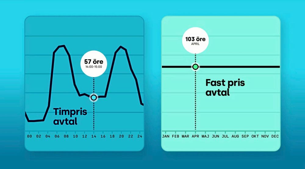 I Tibber-appen ser Sara hur timpriset ligger just då. Det fasta priset syns intill som jämförelse.