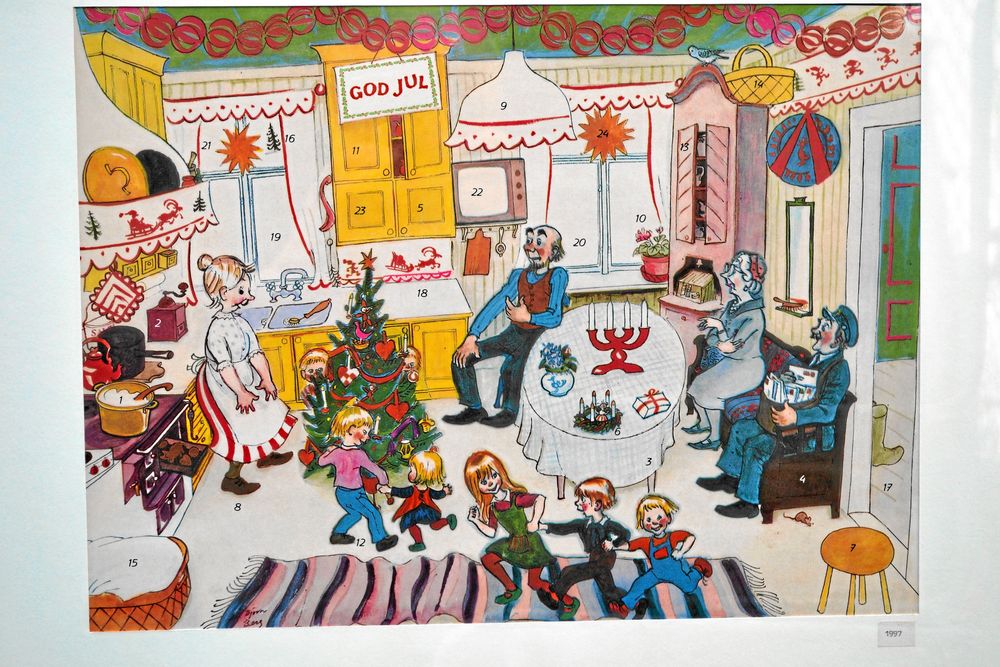 1967, väckte svenska folkets intresse för julkalendern och är fortfarande kalendrarnas oslagbara förstapristagare. Tecknare: Björn Berg