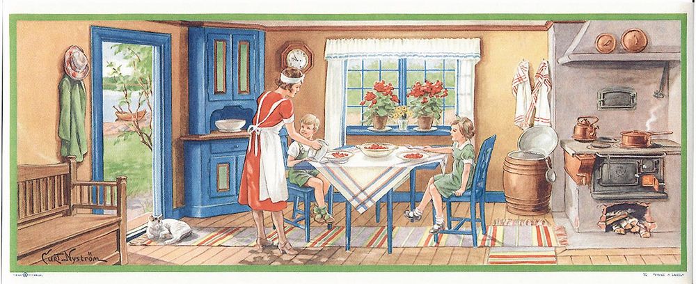 Hemmafruidyll med solsken i blick. Alltid var hemmet lika rent, fräscht och nymanglat.