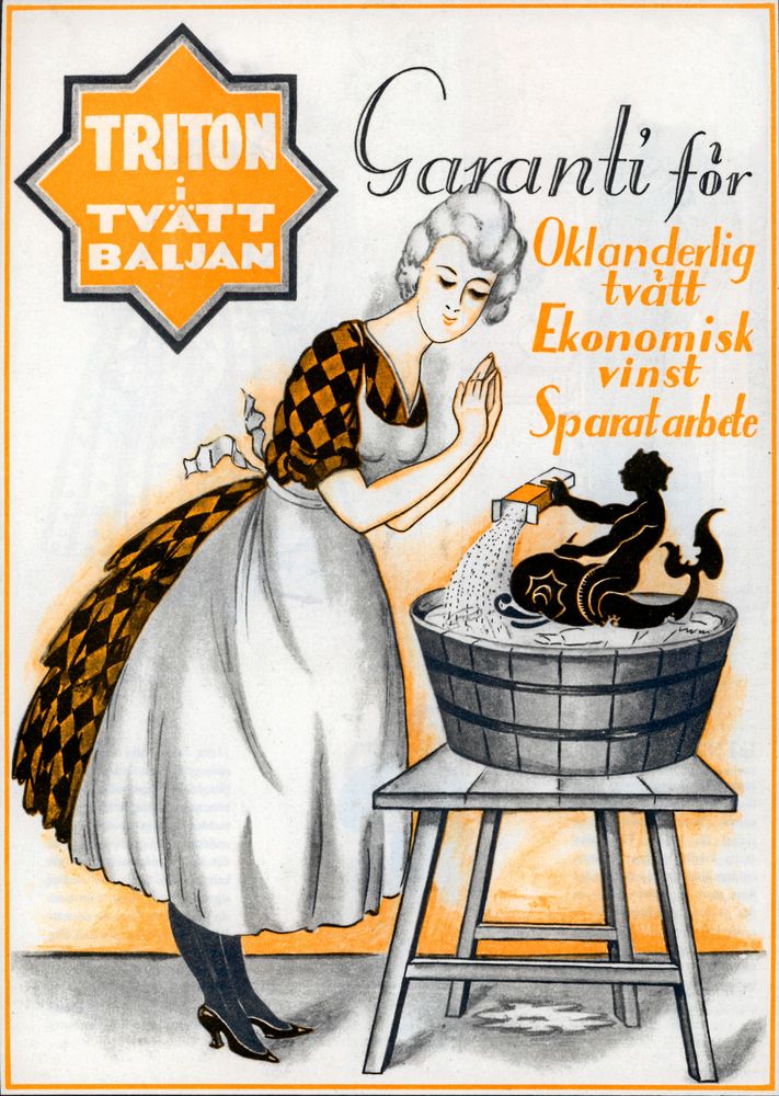 Garanterat rent med Triton tvättmedel lovar annonsen från 1925.
