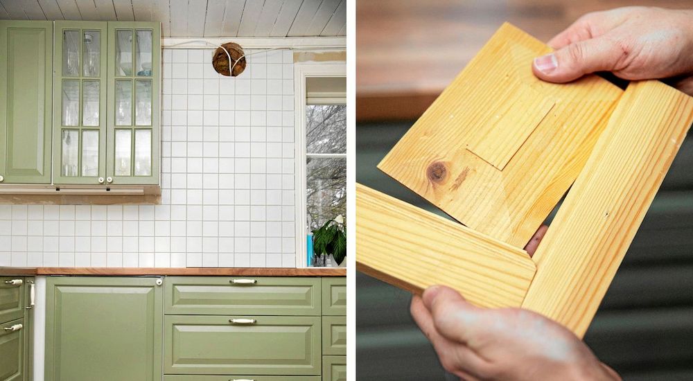 Skåpluckorna i det snart färdiga köket, har de både ritat och snickrat själva.