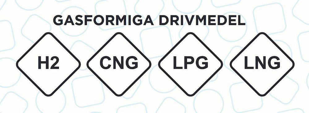 Gassymboler är diamantformade.