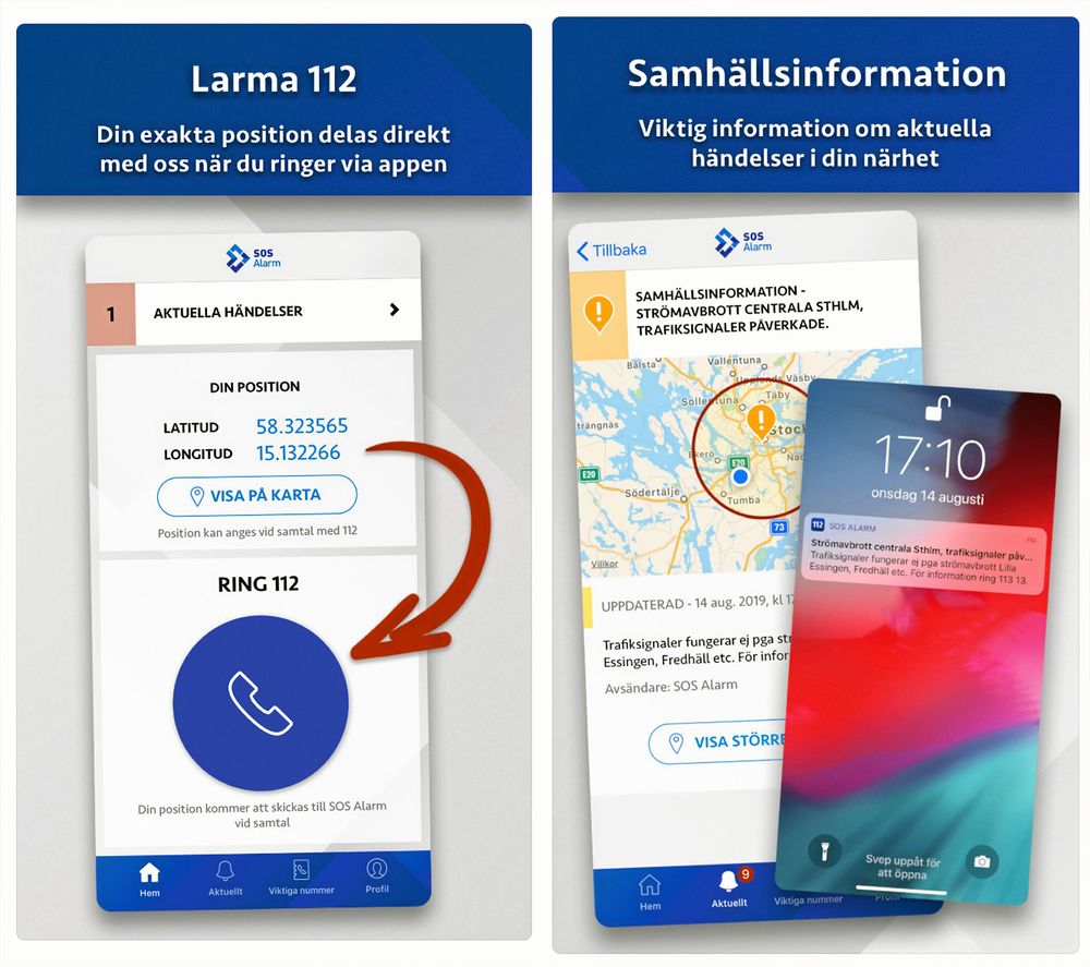 I appen finns också information om samhällsstörningar.
