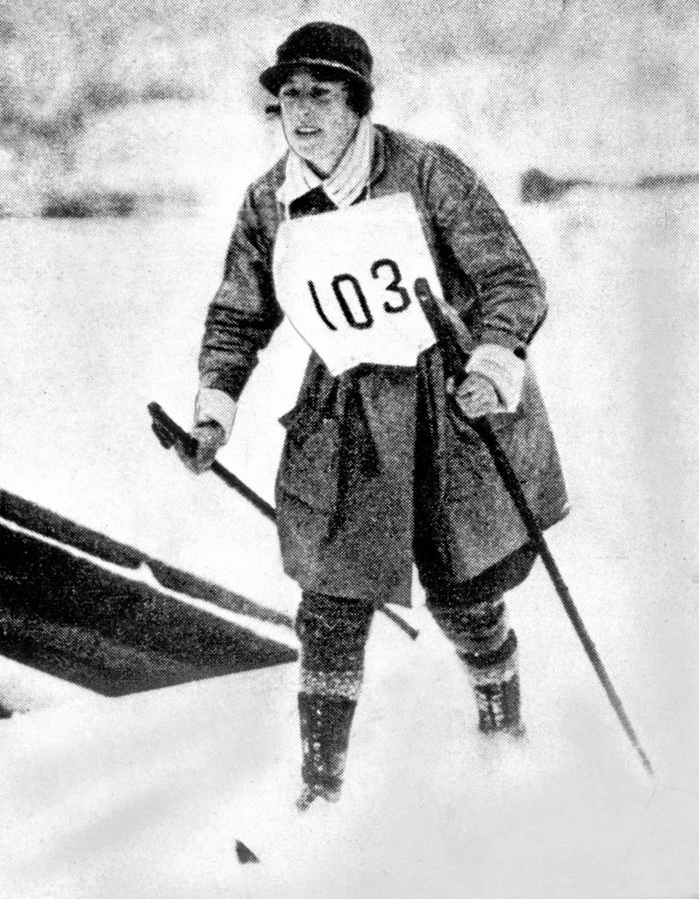 Margit Nordin, den första kvinnan som deltog i Vasaloppet.