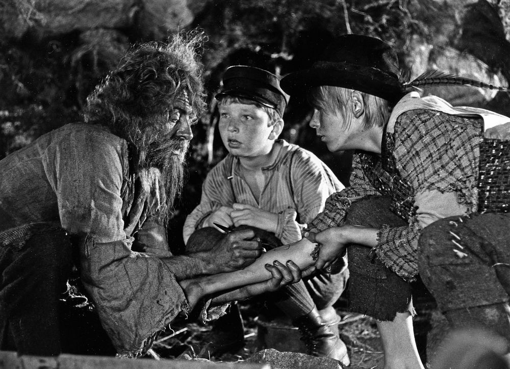 Bombi Bitt och jag. Svensk tv-film från 1968. Här Tor Isedal, Reiner Albrecht och Stellan Skarsgård som Bombi Bitt