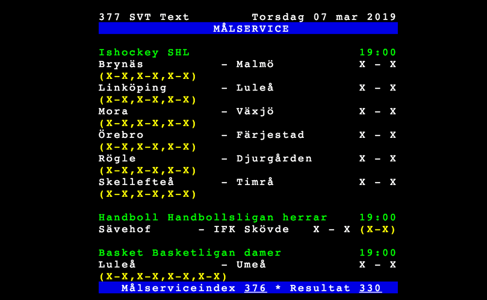 Sportresultaten är en viktig del av SVT Text.