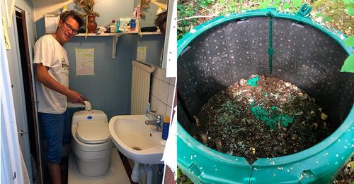 Avfallsresterna i Henrik Anderssons toalett ger näring till trädgårdens odlingen. Ett smart och miljövänligt alternativ, enligt Henrik.
