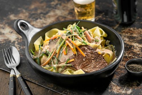 Biff med smakrik gorgonzolasås.