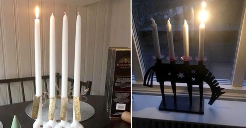Anderas Agnulf och Birgitta Sekund har varsin vacker stake till advent, men väljer att tända det första ljuset från olika sidor.