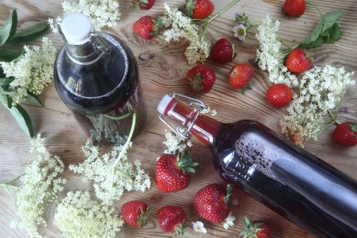 Jordgubbssaft med fläder. Foto: Katarina Ekeström